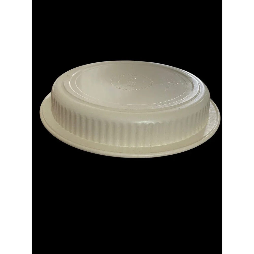 Tupperware Ultra 21 Quiche Pan Dish 9: Round Beige With Lid Microwave Baking USA